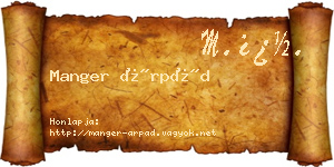 Manger Árpád névjegykártya